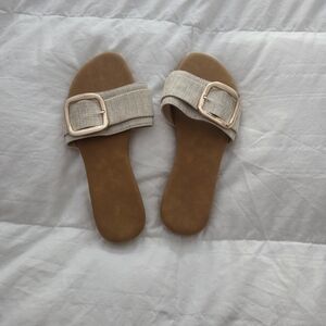 Donating By Friday If Not Purchased: Stylish Tan Slide Sandals